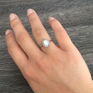 Opal ring with alexandrites